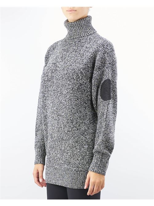 Mouliné viscose turtleneck with logo patch Elisabetta Franchi ELISABETTA FRANCHI | Sweater | MK84S46E2685